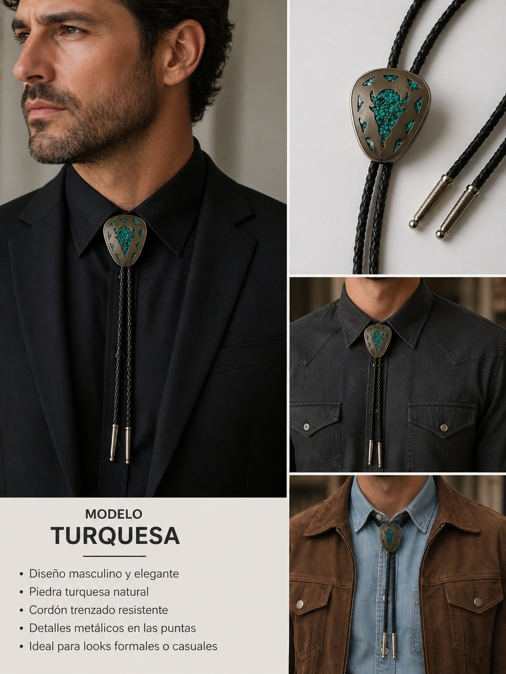 Turquesa Turquoise Stone Bolo Tie - Men's Accessory